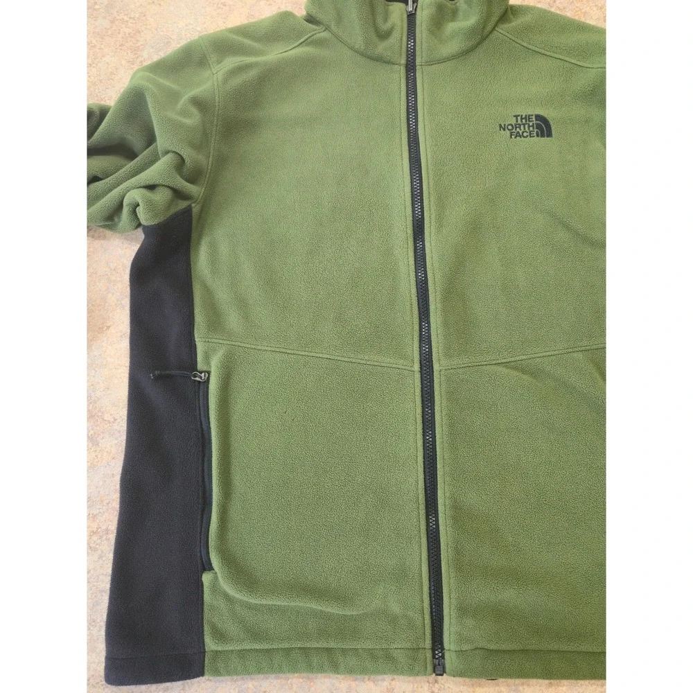 The North Face Mens Full Zip Fleece Jacket Olive Green Black A7SP FW14 Large